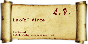 Lakó Vince névjegykártya